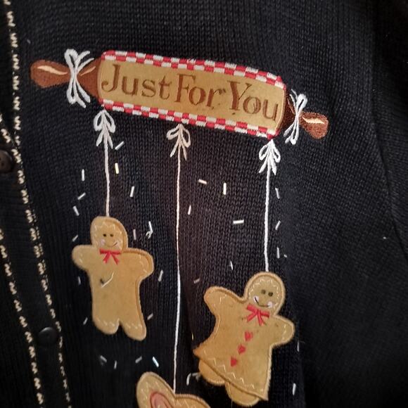 4528) The Quacker Factory Plus Black Sugar & Spice Knitted Christmas Sweater 3X - Picture 4 of 8